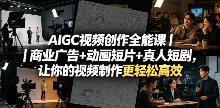 AIGC视频创作全能课｜商业广告+动画短片+真人短剧，让你的视频制作更轻松高效-优创圈