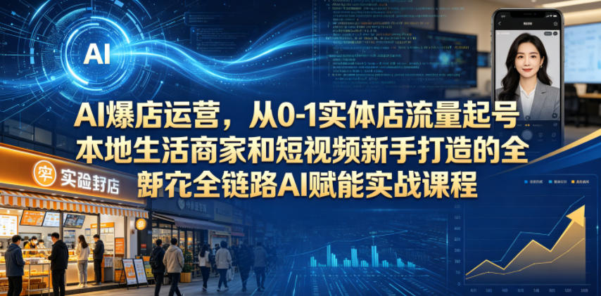 AI爆店运营，从0-1实体店流量起号，本地生活商家和短视频新手打造的全链路AI赋能实战课程-优创圈