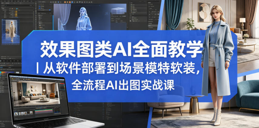 效果图类AI全面教学｜从软件部署到场景模特软装，全流程AI出图实战课-优创圈