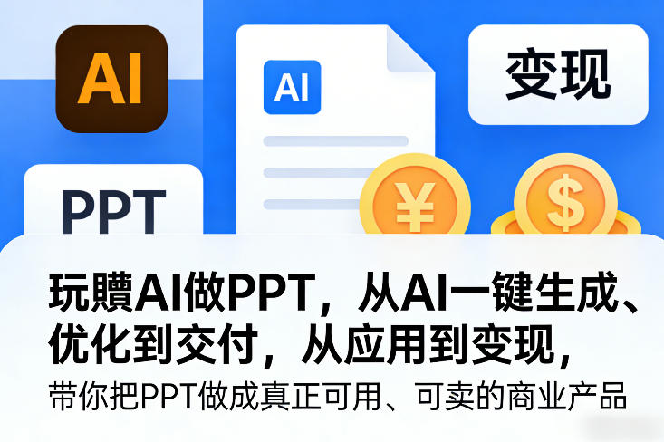 玩賺AI做PPT，从AI一键生成、优化到交付，从应用到变现，带你把PPT做成真正可用、可卖的商业产品（更新0513）-优创圈