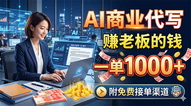 AI商业代写，赚老板的钱，一单1000+，附免费接单渠道-优创圈