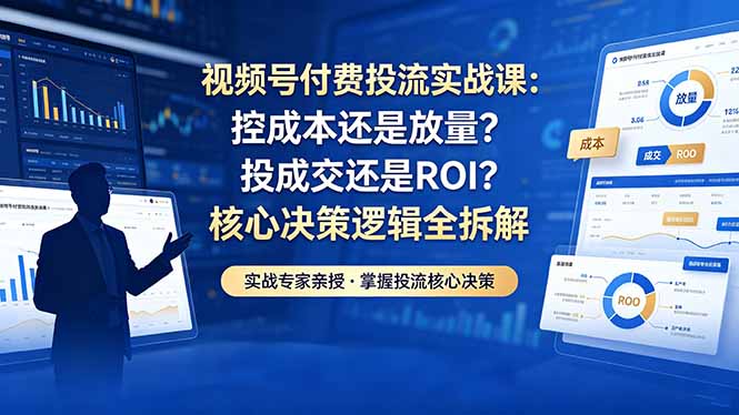 视频号付费投流实战课-5月：控成本还是放量？投成交还是ROI？核心决策逻辑全拆解-优创圈
