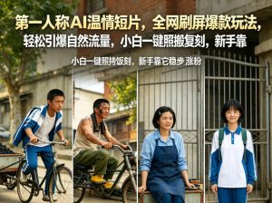 第一人称AI温情短片，全网刷屏爆款玩法，轻松引爆自然流量，小白一键照搬复刻，新手靠它稳步涨粉-优创圈