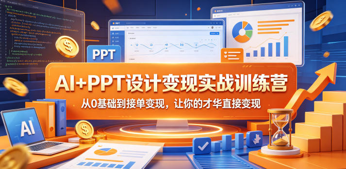 AI+PPT设计变现实战训练营，从0基础到接单变现，让你的才华直接变现-优创圈