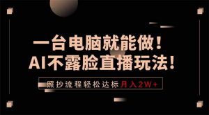 一台电脑就能做!AI不露脸直播玩法,照抄流程轻松达标月入2W+-优创圈