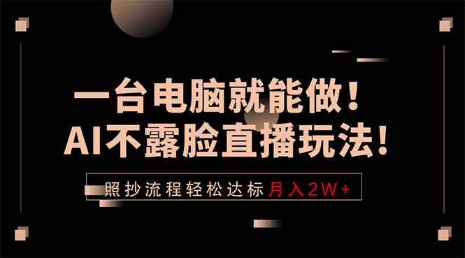 一台电脑就能做！AI不露脸直播玩法，照抄流程轻松达标月入2W+-优创圈