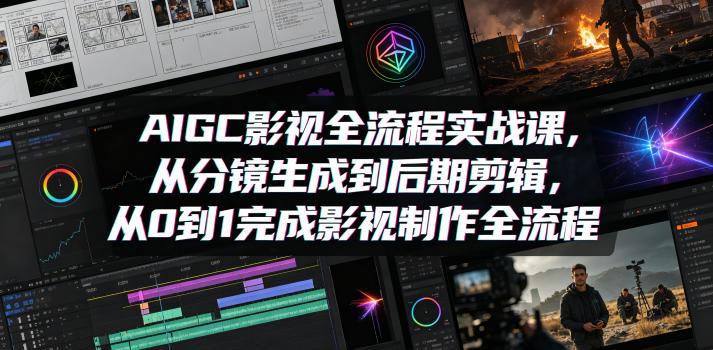 AIGC影视全流程实战课，从分镜生成到后期剪辑，从0到1完成影视制作全流程-优创圈