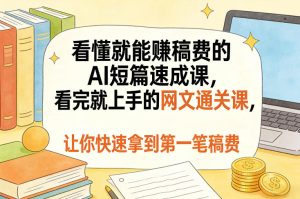 看懂就能賺稿费的AI短篇速成课，看完就上手的网文通关课，让你快速拿到第一笔稿费（更新5月）-优创圈