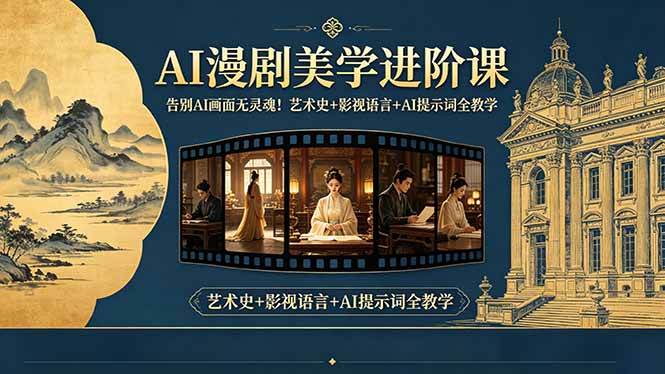 告别AI画面无灵魂！AI漫剧美学进阶课，艺术史+影视语言+AI提示词全教学-优创圈