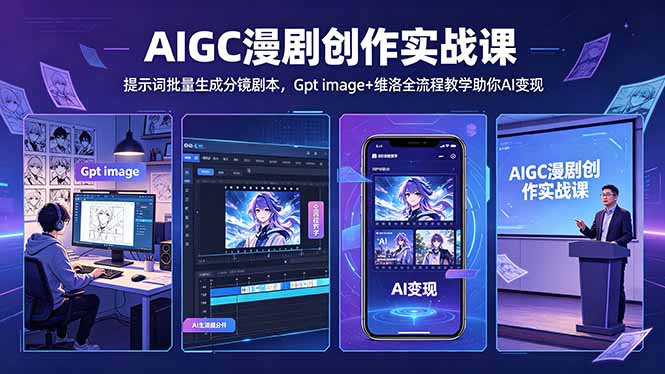 AIGC漫剧创作实战课-更新5月16，提示词批量生成分镜剧本，Gpt image+维洛全流程教学助你AI变现-优创圈