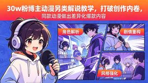 30w粉博主动漫另类解说教学，打破创作内卷，同款动漫做出差异化爆款内容-优创圈