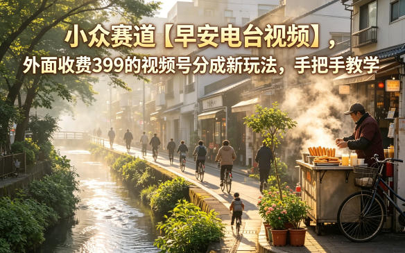小众赛道【早安电台视频】，外面收费399的视频号分成新玩法，手把手教学-优创圈