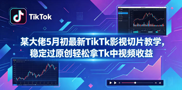 某大佬5月初最新TikTk影视切片教学，稳定过原创轻松拿Tk中视频收益-优创圈