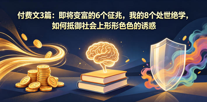 付费文3篇：即将变富的6个征兆，我的8个处世绝学，如何抵御社会上形形色色的诱惑-优创圈