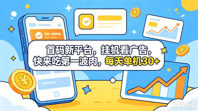 首码新平台,挂G自动看广告,快来吃第一波肉,每天单机30+,可矩阵放大【揭秘】
