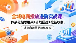 全域电商投放进阶实战课：体系化起号框架+计划搭建+拉新收割，让电商运营更简单高效-优创圈