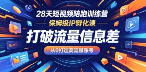 28天短视频陪跑训练营，保姆级IP孵化课，打破流量信息差，从0打造高流量账号-优创圈