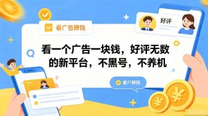 看一个广告一块钱,好评无数的新平台,不黑号,不养机,一部手机一天撸几十,可矩阵【揭秘】-优创圈