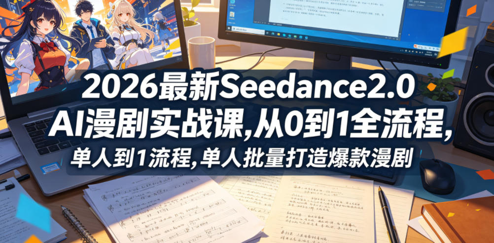2026最新Seedance2.0 AI漫剧实战课,,从0到1全流程,单人批量打造爆款漫剧-优创圈