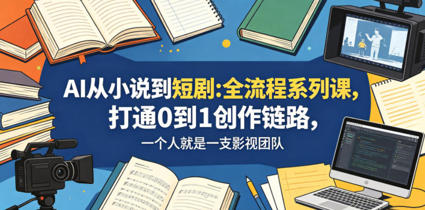 AI从小说到短剧全流程系列课,打通0到1创作链路,一个人就是一支影视团队-优创圈