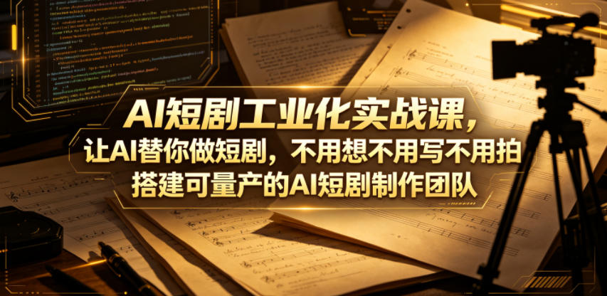 AI短剧工业化实战课,让AI替你做短剧,不用想不用写不用拍,搭建可量产的AI短剧制作团队-优创圈