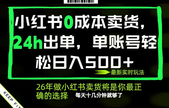 小红书0成本AI卖货,24小时出单,全流程托管,保底日入500+,每天十几分钟就够了【揭秘】-优创圈