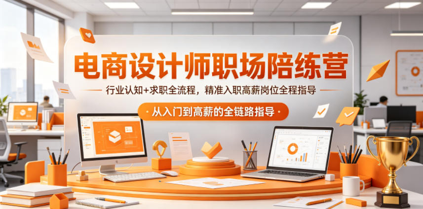 电商设计师职场陪练营,行业认知+求职全流程,精准入职高薪岗位全程指导-优创圈