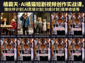 橘霸天·AI橘猫短剧视频创作实战课,撸伙伴计划|AI灵境计划|分成计划|接单收徒等-优创圈