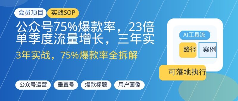 公众号75%爆款率，23倍单季度流量增长，三年实战方法论全拆解｜垂直小号深耕-优创圈