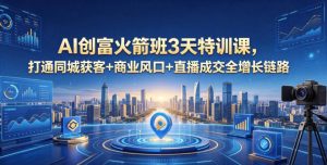 AI创富火箭班3天特训课,打通同城获客+商业风口+直播成交全增长链路,2026年4月新课-优创圈