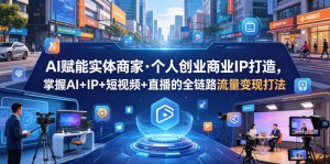 AI赋能实体商家·个人创业商业IP打造，掌握AI+IP+短视频+直播的全链路流量变现打法-优创圈
