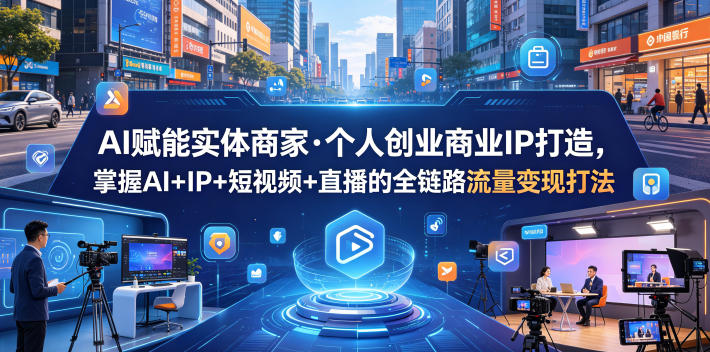 AI赋能实体商家·个人创业商业IP打造,掌握AI+IP+短视频+直播的全链路流量变现打法-优创圈