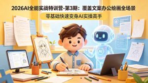 2026AI全能实战特训营-第3期:覆盖文案办公绘画全场景 零基础快速变身AI实操高手-优创圈