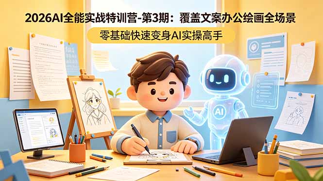 2026AI全能实战特训营-第3期:覆盖文案办公绘画全场景 零基础快速变身AI实操高手-优创圈