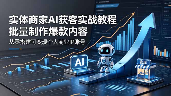 实体商家AI获客实战教程:批量制作爆款内容,从零搭建可变现个人商业IP账号-优创圈
