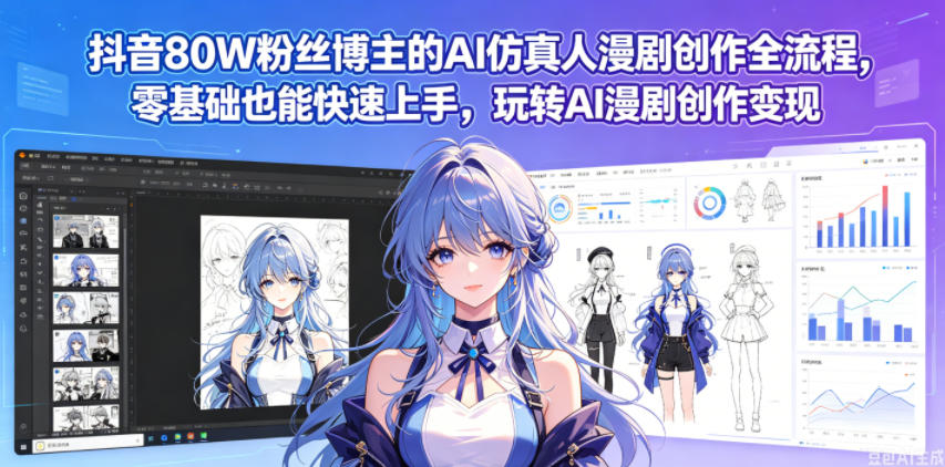 抖音80W粉丝博主的AI仿真人漫剧创作全流程,零基础也能快速上手,玩转AI漫剧创作变现-优创圈