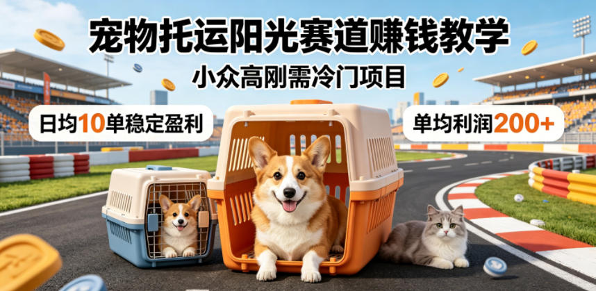 宠物托运阳光赛道賺钱教学,小众高刚需冷门项目,日均10单稳定盈利,单均利润200+-优创圈