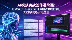 AI视频实战创作进阶课：分镜头设计+资产设计+视频生成剪辑，真实案例跑通创作全流程-优创圈