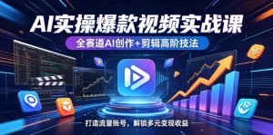 AI实操爆款视频实战课，全赛道AI创作+剪辑高阶技法，打造流量账号，解锁多元变现收益-优创圈
