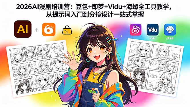 2026AI漫剧培训营:豆包+即梦+Vidu+海螺全工具教学,从提示词入门到分镜设计一站式掌握-优创圈