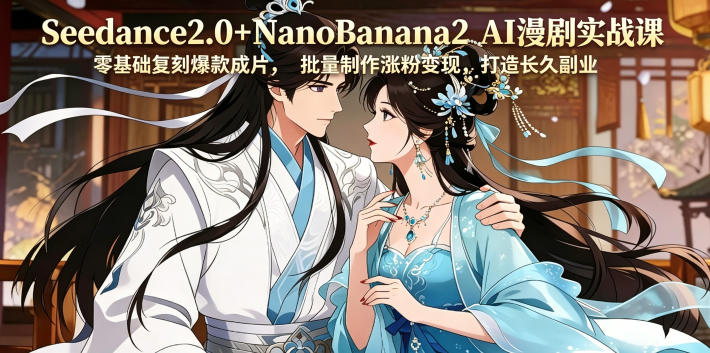 Seedance2.0+NanoBanana2 AI漫剧实战课,零基础复刻爆款成片涨粉变现,打造长久副业收益-优创圈