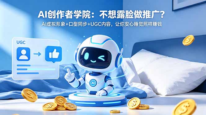 AI创作者学院:不想露脸做推广?AI虚拟形象+口型同步+UGC内容,让你安心睡觉照样赚钱-优创圈
