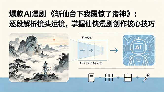 爆款AI漫剧《斩仙台下我震惊了诸神》:逐段解析镜头运镜,掌握仙侠漫剧创作核心技巧-优创圈
