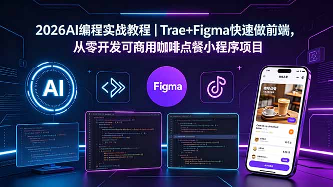 2026AI编程实战教程|Trae+Figma快速做前端,从零开发可商用咖啡点餐小程序项目-优创圈