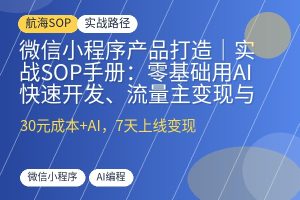 微信小程序产品打造|实战SOP手册:零基础用AI快速开发、流量主变现与订阅制收益,适合个人开发者低成本试错-优创圈