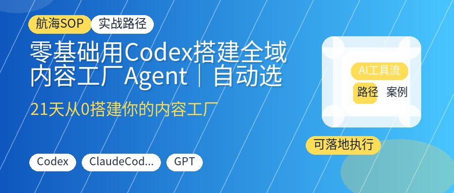 零基础用Codex搭建全域内容工厂Agent|自动选题创作分发SOP