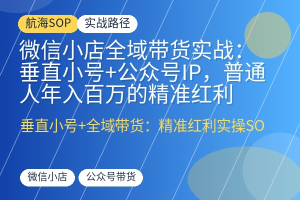 微信小店全域带货实战:垂直小号+公众号IP,普通人年入百万的精准红利-优创圈