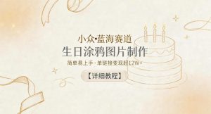 小众蓝海赛道,生日涂鸦图片制作,简单易上手,单链接变现超12W+【详细教程】-优创圈