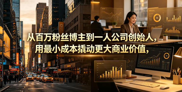 从百万粉丝博主到一人公司创始人,用最小成本撬动更大商业价值-优创圈