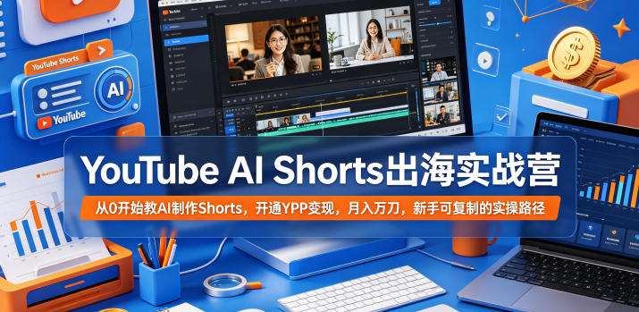YouTube AI Shorts出海实战营,从0开始教AI制作Shorts,开通YPP变现,月入万刀,新手可复制的实操路径-优创圈